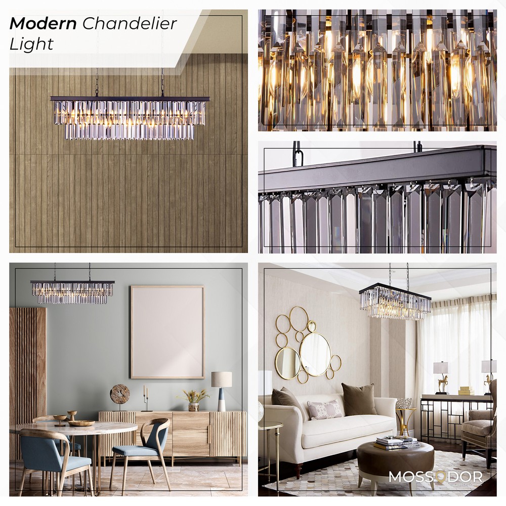 Luxury Smokey Large Rectangular Chandelier