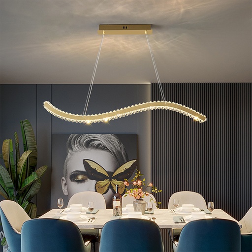 Creative Wavy Led Chandelier For Dinning table -Gold