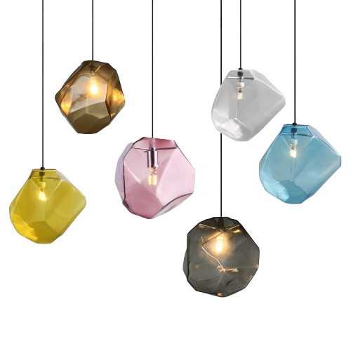 Geo-Hexa- 20cm Pink Glass-pendant light