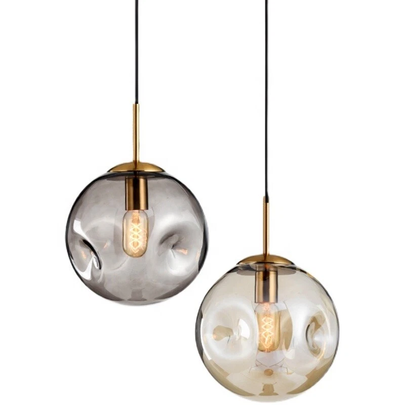 Mid Century dimpled glass pendant light-25cm
