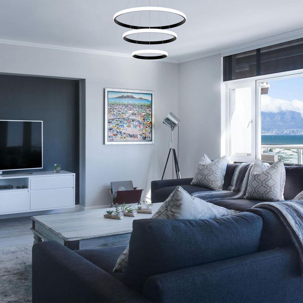 Led Chandelier with 3 Rings -Black