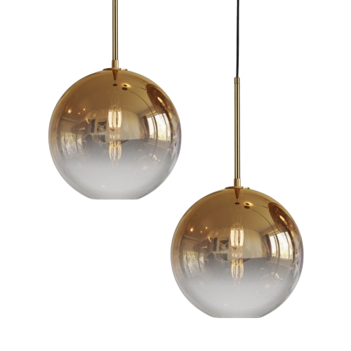 Vittoria - Round Gold Glass Pendant Light-20cm