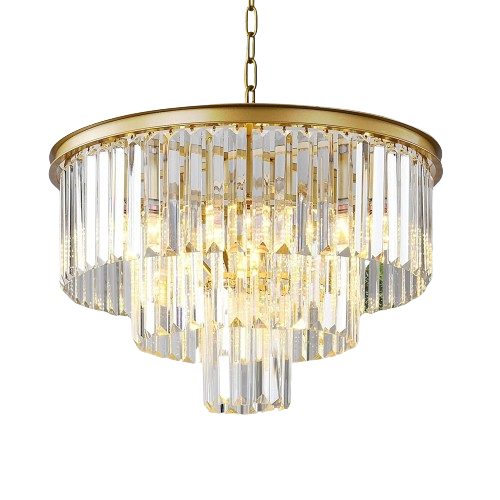 Gold Crystal and Glass 3 tier - Ø50cm Chandelier