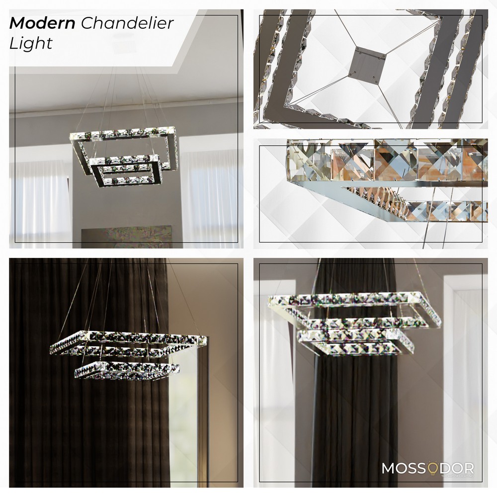 fancy modern 2-tier -square shape chandelier
