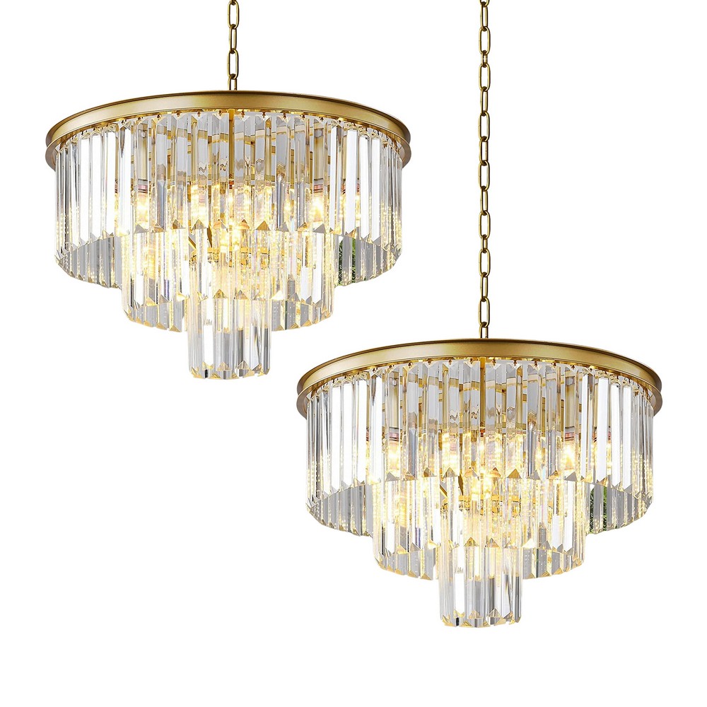 Gold Crystal and Glass 3 tier - Ø50cm Chandelier