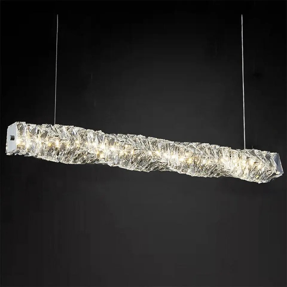 Royalty Silver Crystal linear  for Dinning room -100cm chandelier