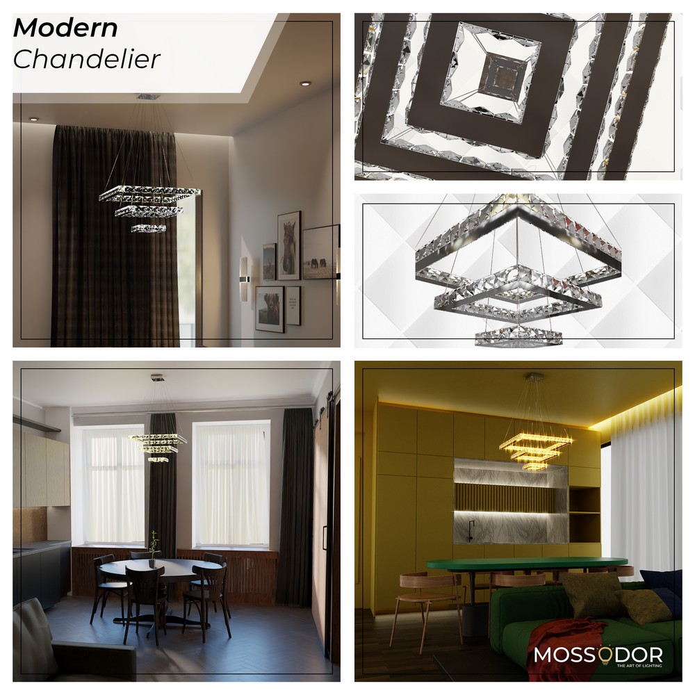 fancy modern 2-tier -square shape chandelier