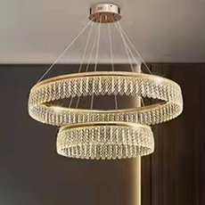 Minimalistic crystal ring led chandelier -2 tiers