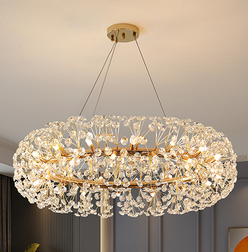 Flower K9 Crystal, Gold Finish Chandelier