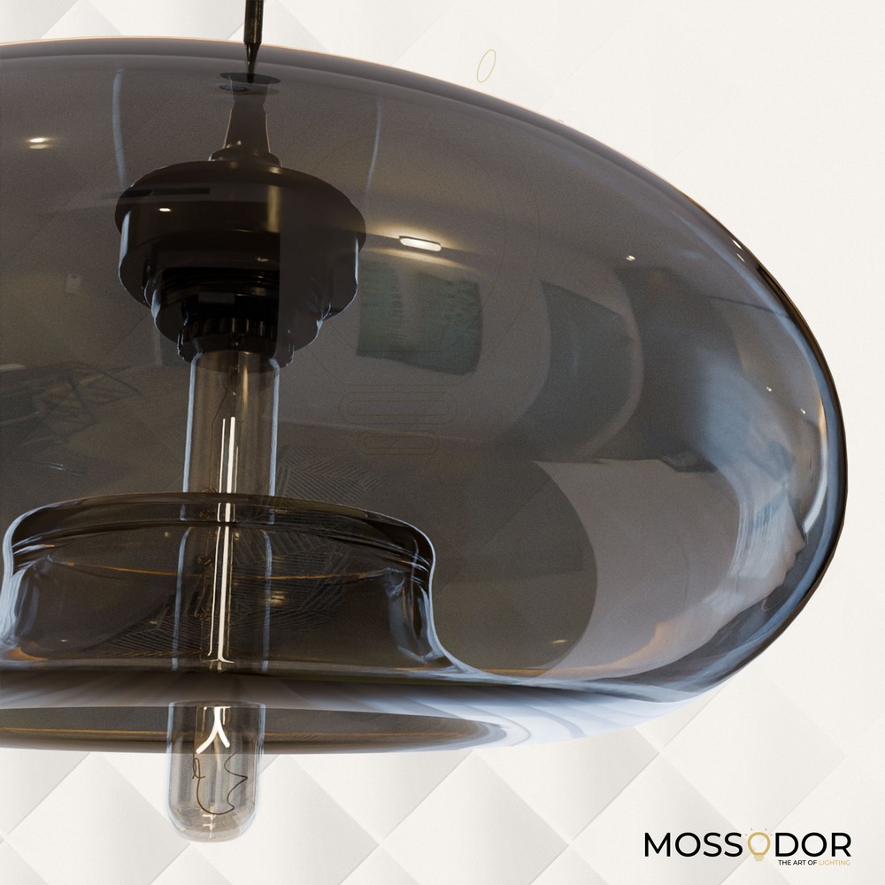 Saliba-Ultra Modern Glass Smokey Grey-Pendant Light