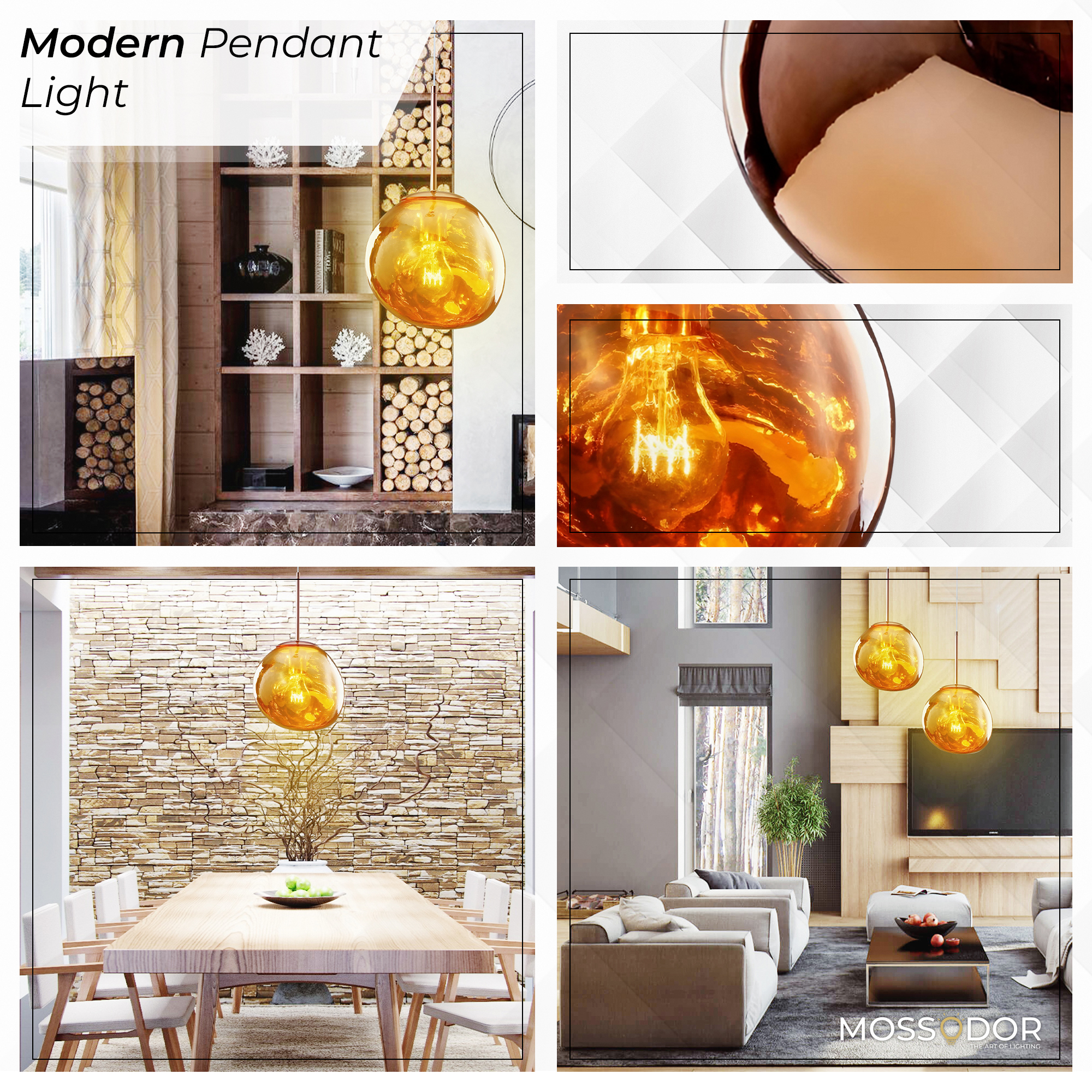 Glass 20cm ball-pendant light