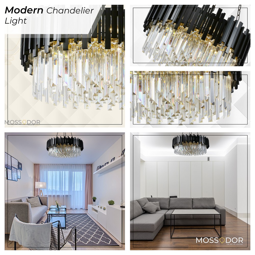 Gold and crystal chandelier -E14 Bulb