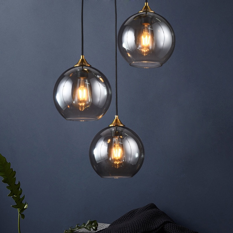 Smoked glass ball pendant light-25cm