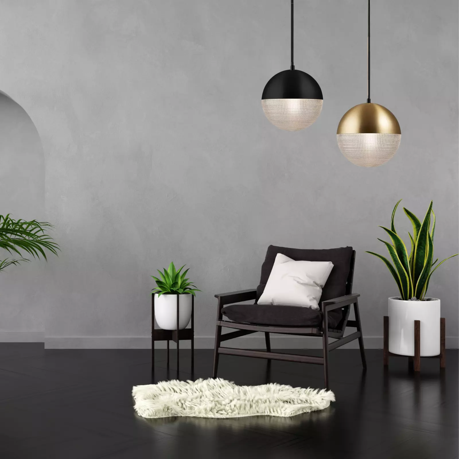 Adelita-Black Globe 20cm-Pendant Light