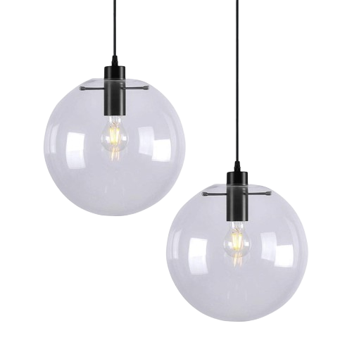 Messina-Large Ball Glass Black 15cm-Pendant Light