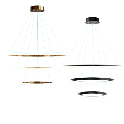 Led Chandelier with 3 Rings -Black