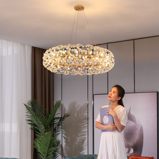 Flower K9 Crystal, Gold Finish Chandelier