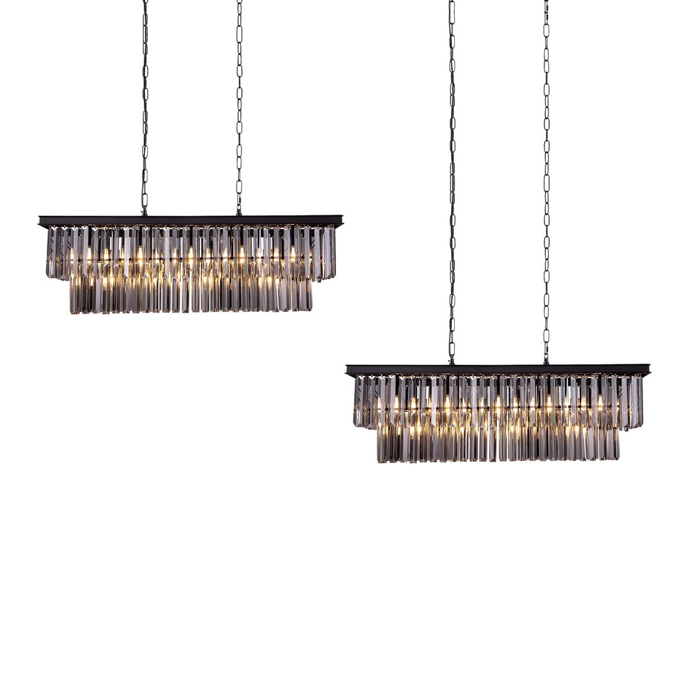 Luxury Smokey Large Rectangular Chandelier