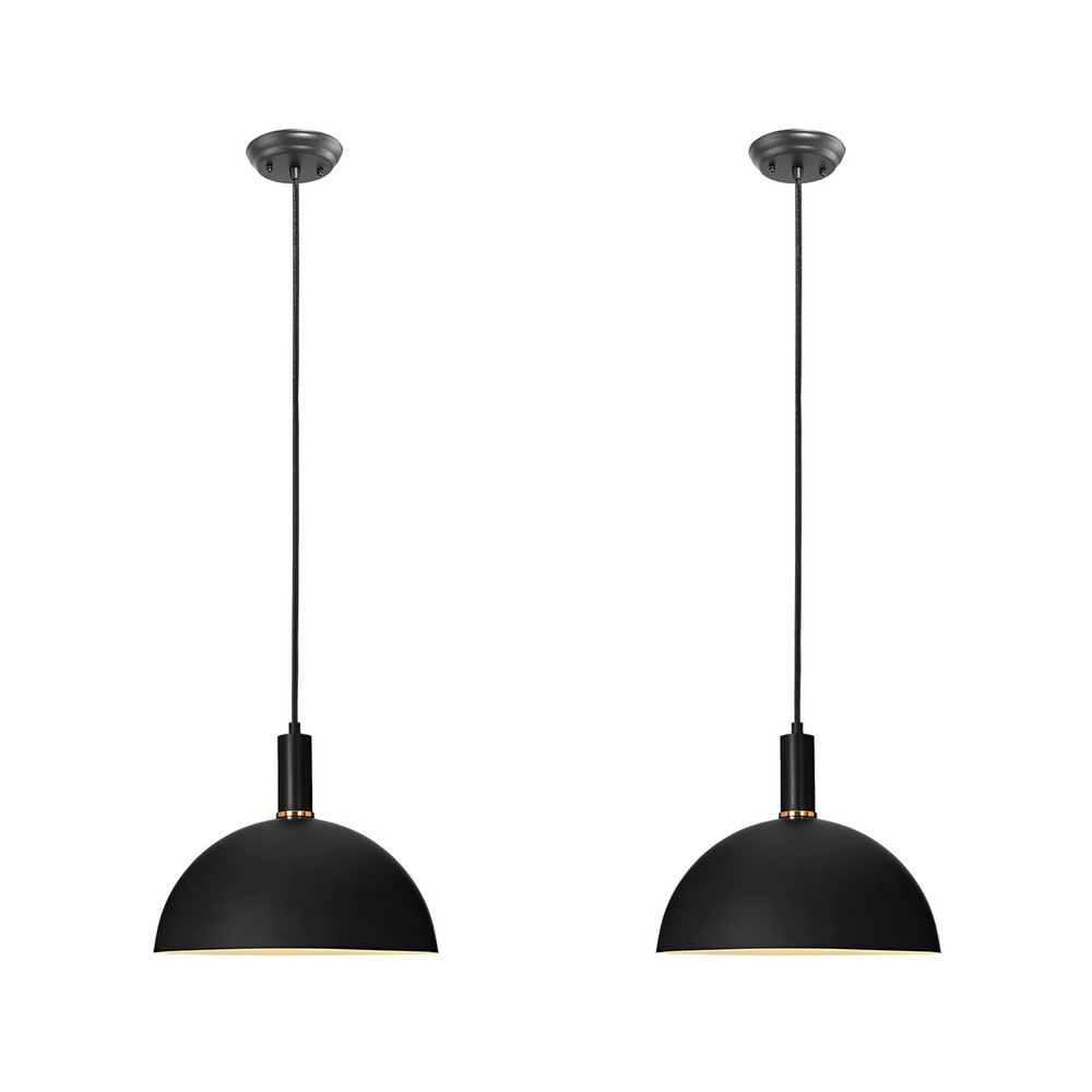 Dome Shaped 35cm Black-Pendant Light