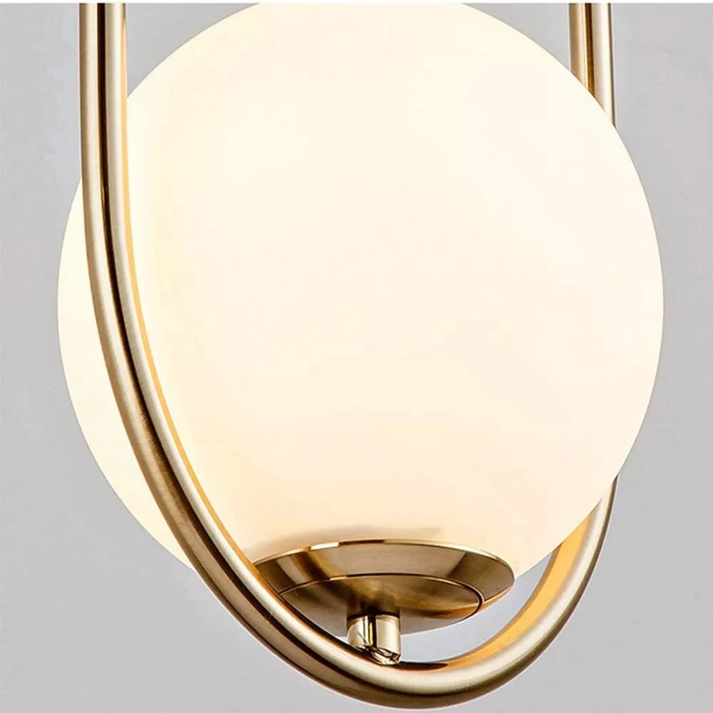 Roselani Golden Brass White Frosted Globe Danish 20cm-Pendant Light