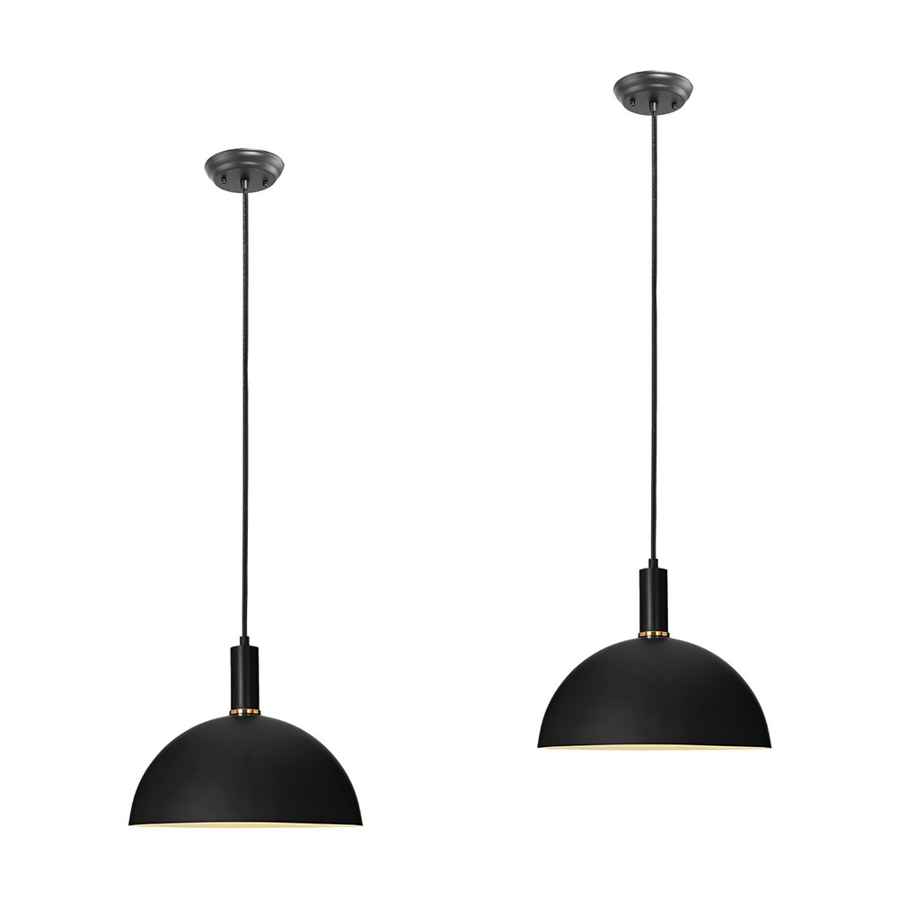 Dome Shaped 35cm Black-Pendant Light