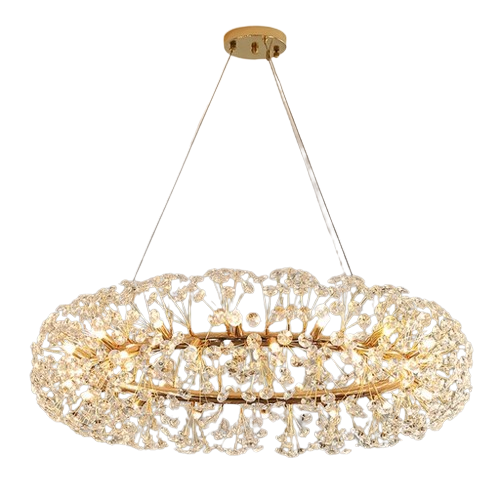 Flower K9 Crystal, Gold Finish Chandelier