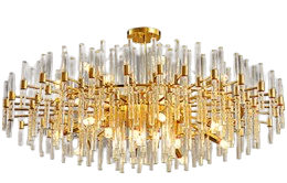 Golden glass  flush chandelier for foyer-60cm