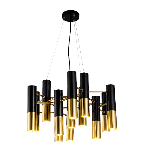 Cristina Sputnik Metal Gold and Black Led- chandelier