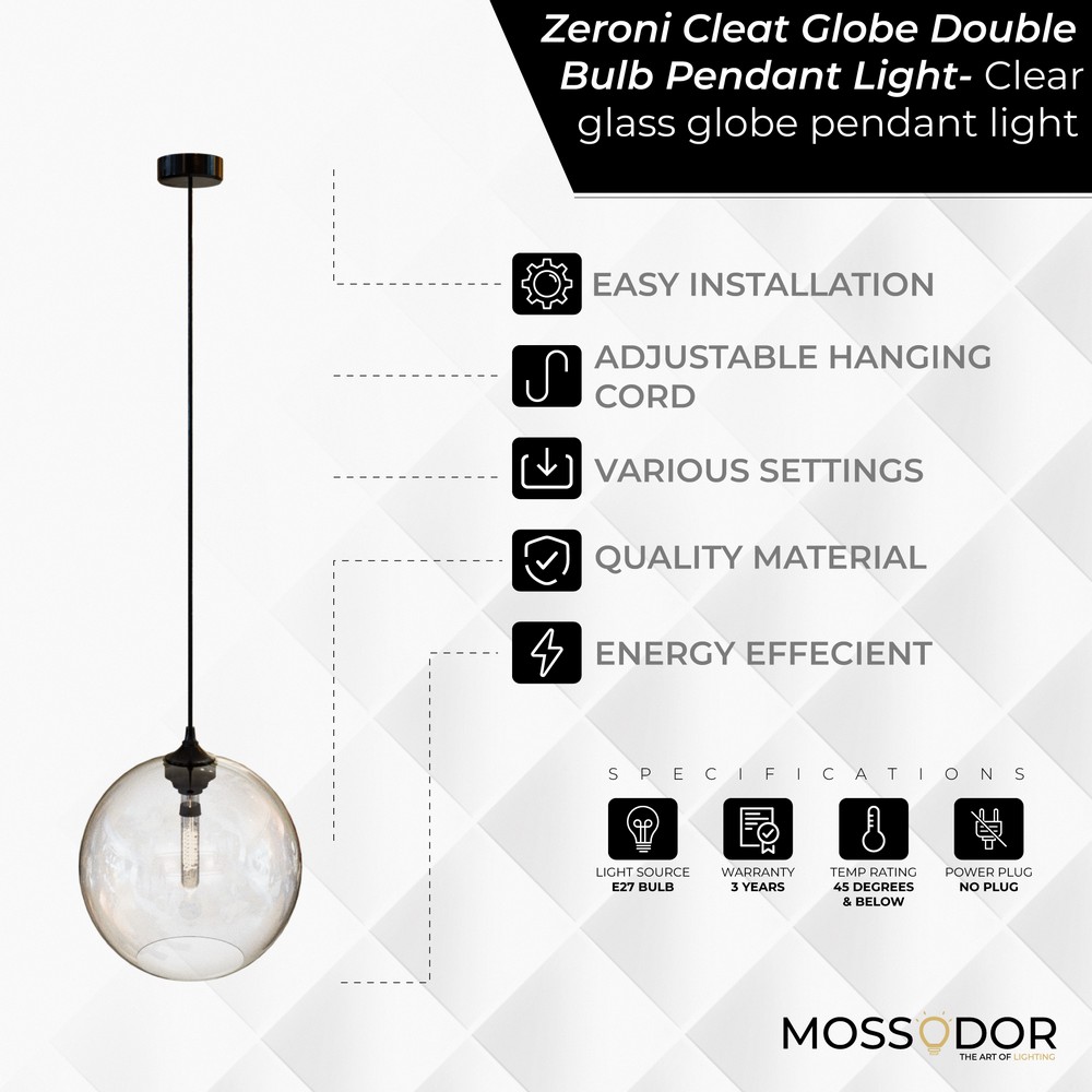 Zeroni-Clear Glass Globe-Pendant Light