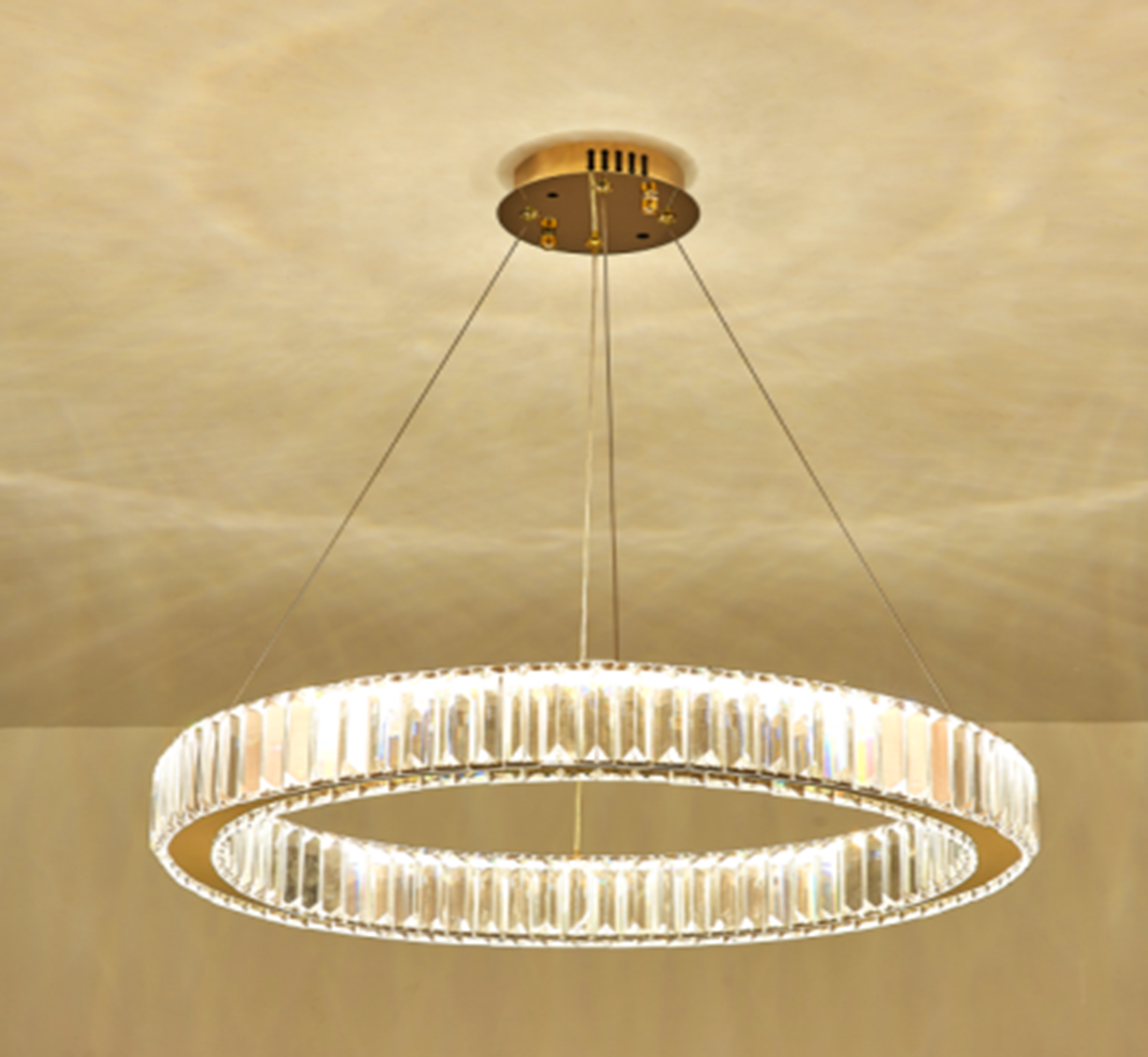 Amazing Ring  K9 Crystal Gold 60cm Hanging Light