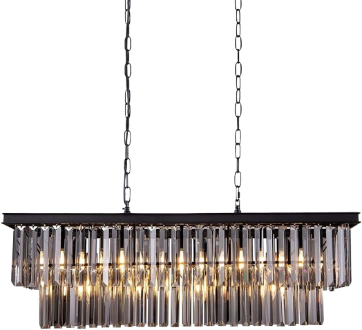 Luxury Smokey Large Rectangular Chandelier