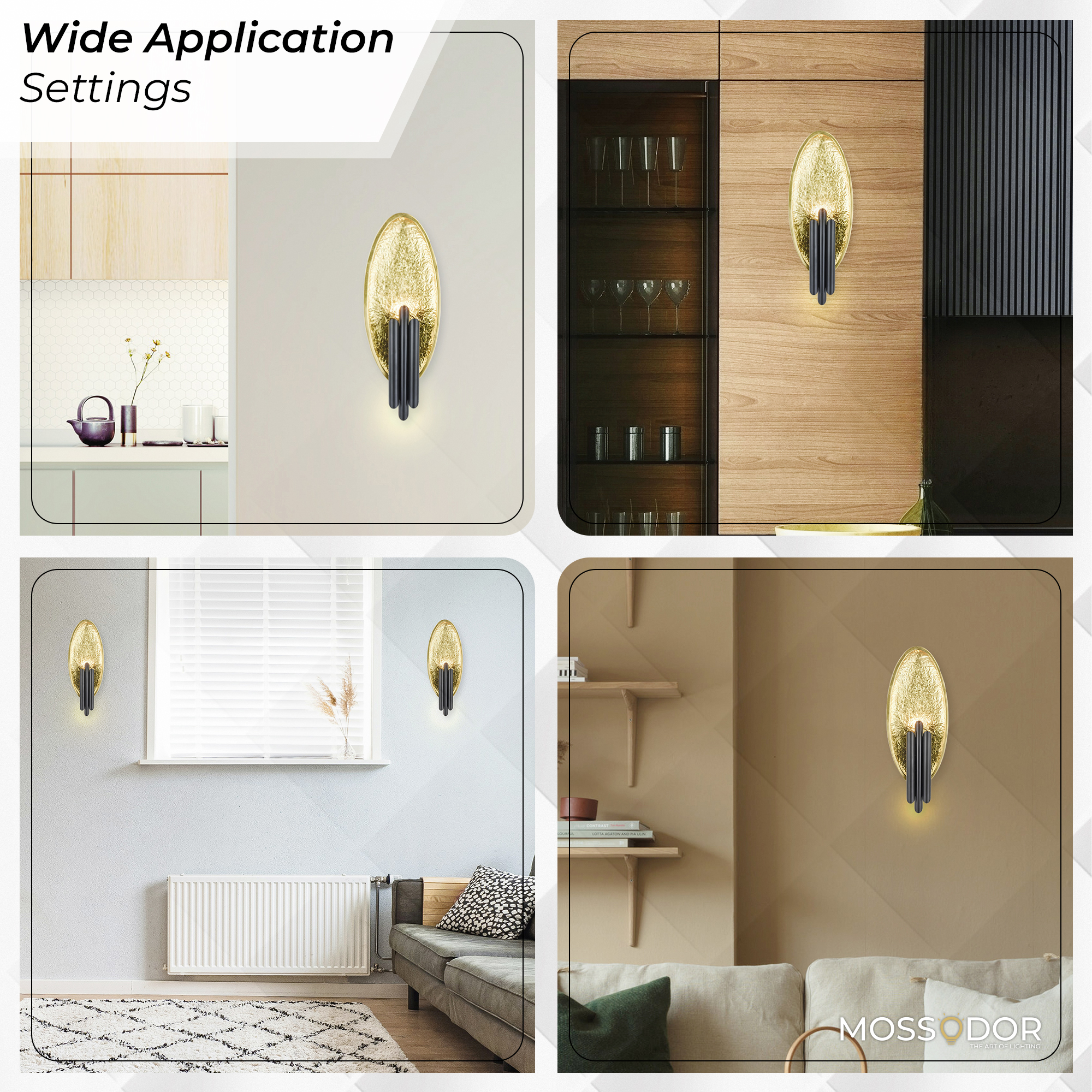 Black and Gold Led Wall Light -40cm