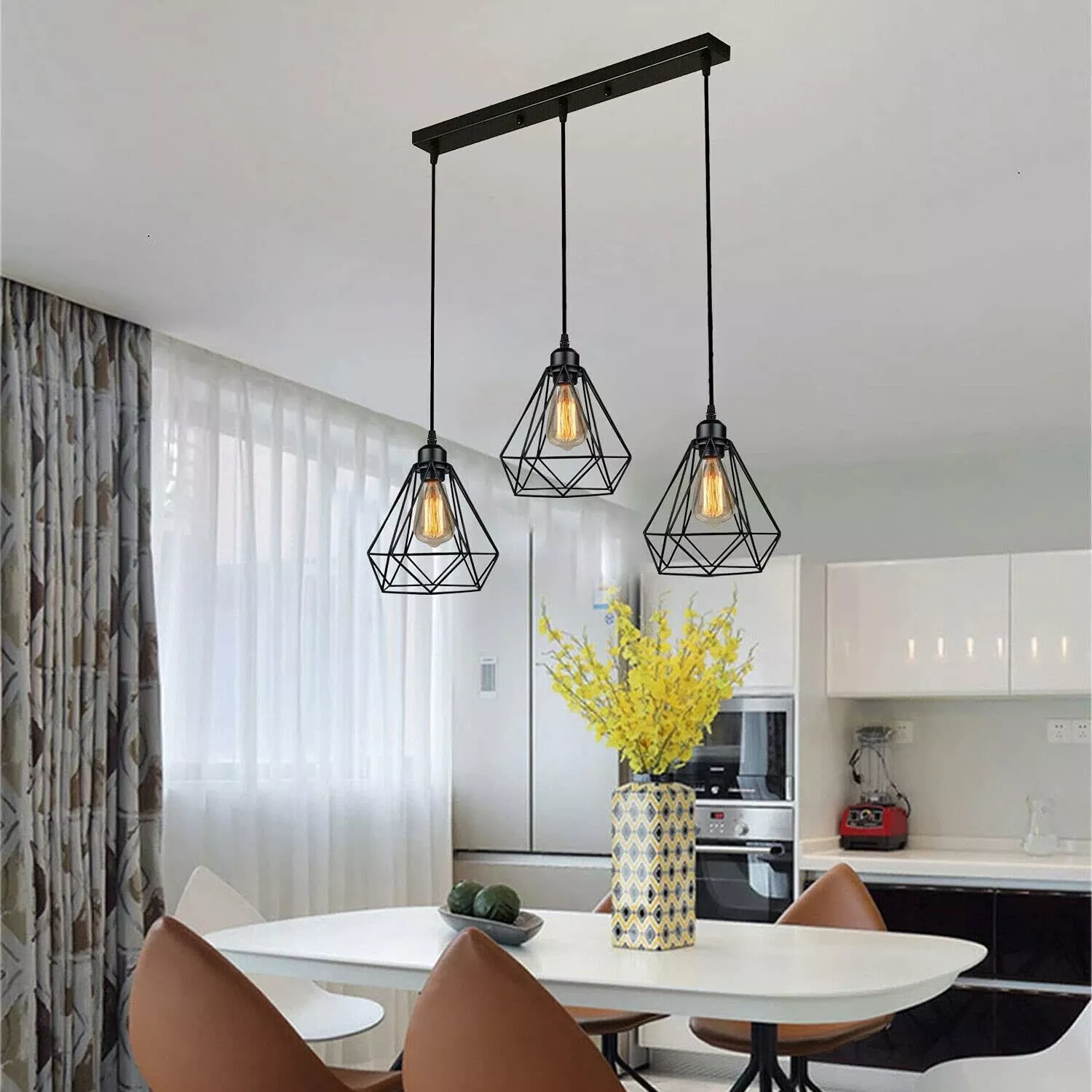 Edith-Nordic Style 3 Black Shades 50cm-Pendant Light