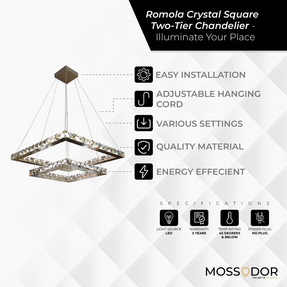 fancy modern 2-tier -square shape chandelier
