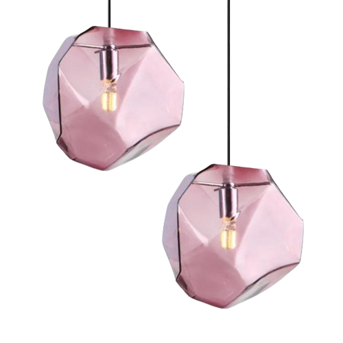 Geo-Hexa- 20cm Pink Glass-pendant light