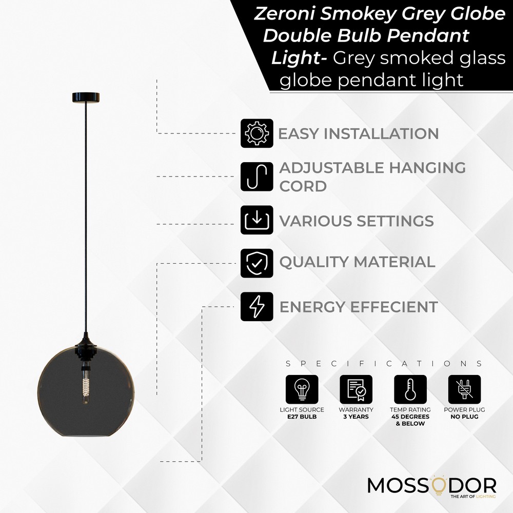 Zeroni-Clear Glass Globe-Pendant Light