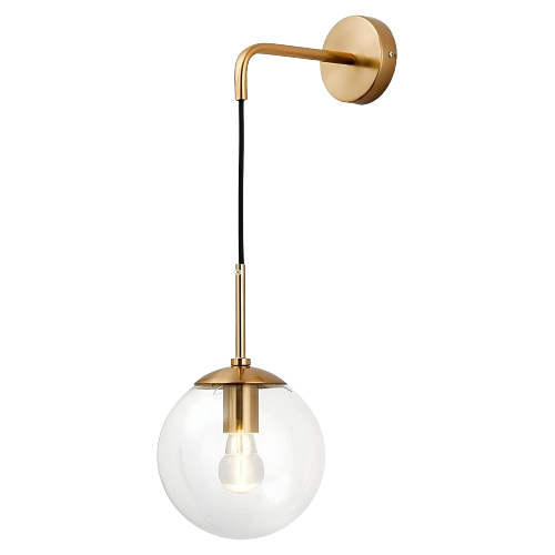 A  metal Gold Wall  Light With a Glass Ball -15cm