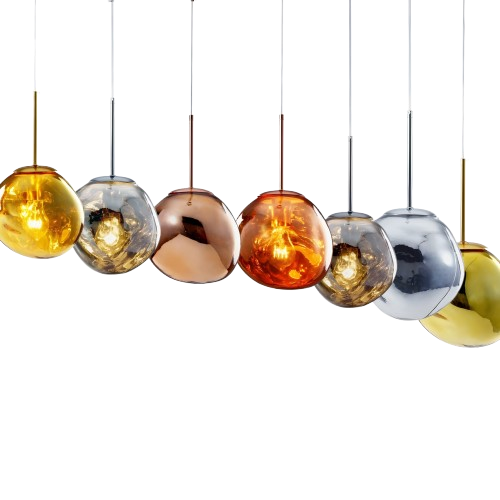 20cm Glass and Copper Ball Pendant Light