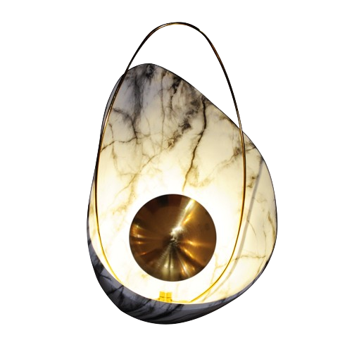 Wall Sconce With Marble Design-Gold