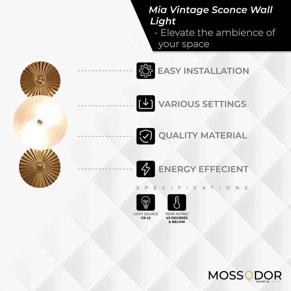 Glass Golden Wall Light 45cm