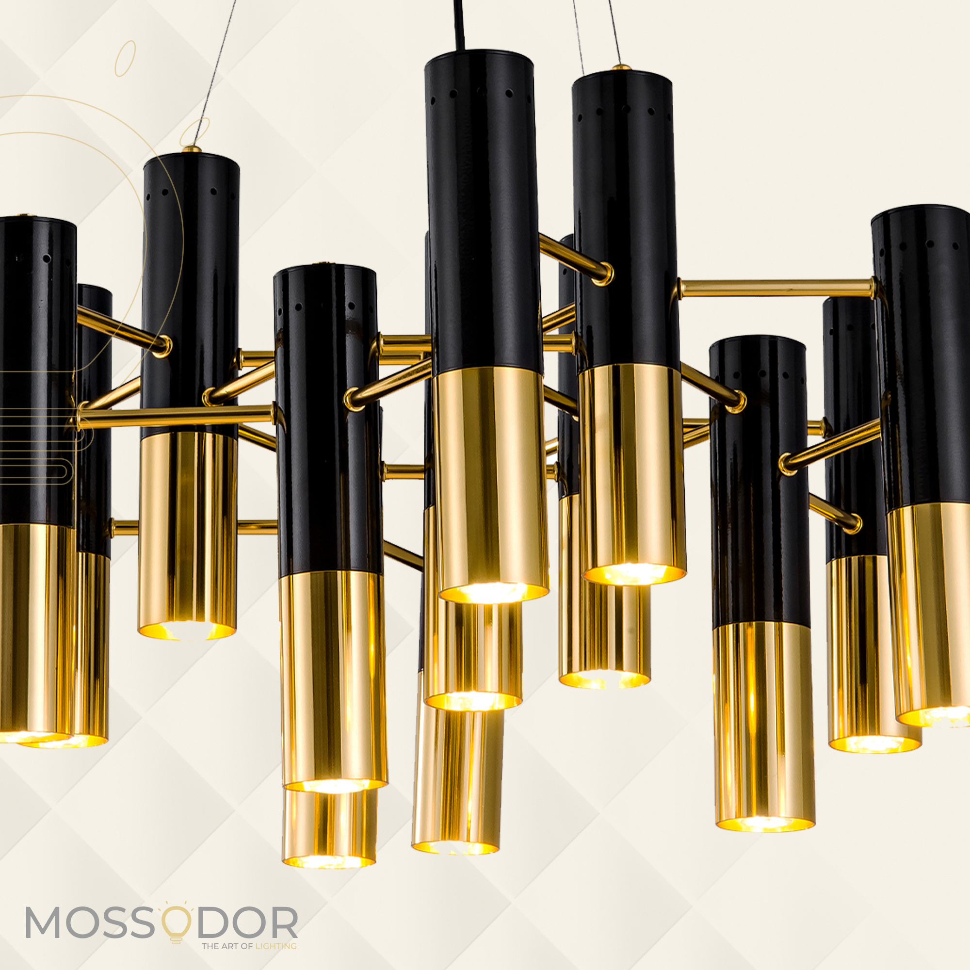 Cristina Sputnik Metal Gold and Black LED- Chandelier