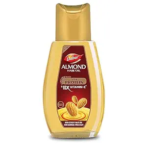 Dabur Almond Hair Oil - 500ml | Provides Damage Protection | Non Sticky Formula | For Soft & Shiny Hair | With Almonds, Keratin Protein, Soya Protein & 10X Vitamin E