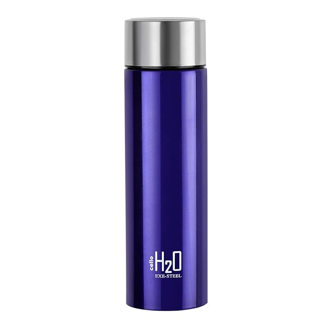 CELLO H2O Stainless Steel Water Bottle 1000ml, Blue | Single Walled, Food Grade ISI Certified Steel Bottle | Leakproof Lid Steel Fridge Bottle For School Kids, College, Office, Gym, Travel & Outdoor