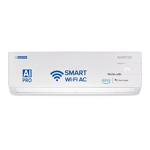 Blue Star 1.5 Ton 3 Star, Wi-Fi Smart Inverter Split AC (Copper, 5 in 1 Convertible Cooling, 4-Way Swing, Turbo Cool, Voice Command, IC318YNUS, White)