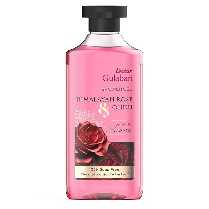 Dabur Gulabari Shower Gel - 250 ml | 99% Pure Glycerine | Gentle Bodywash | Himalayan Rose Extract to nourish and revitalise the skin | 0% Parabens & Soap | No Silicones | With Oudh Fragrance