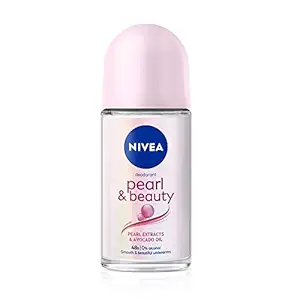 NIVEA Pearl and Beauty 50ml Deo Underarm Roll On | With Pearl Extracts & Avocado Oil | 72 H Long Lasting Floral Scent | 0% Alcohol and Dermat Approved | For Women