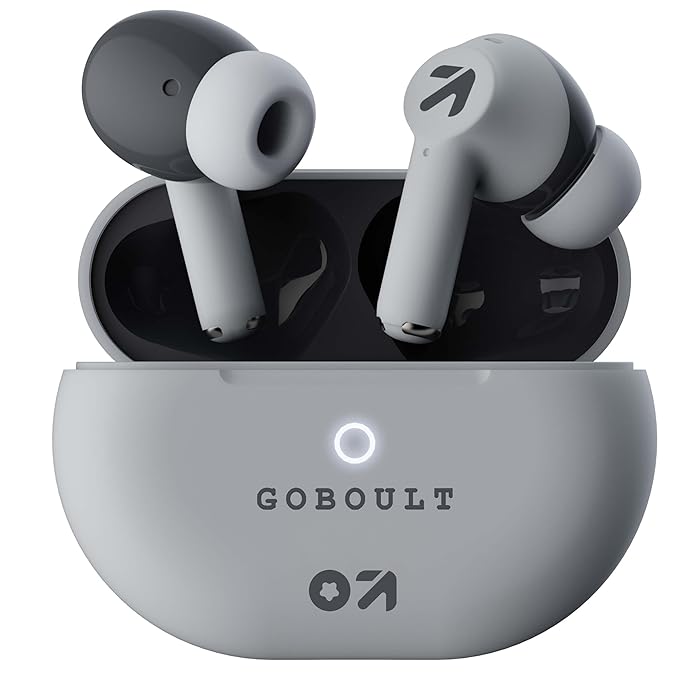 GOBOULT K40 True Wireless in Ear Earbuds with 48H Playtime, Clear Calling 4 Mics, 45ms Low Latency Gaming, 13mm Bass Drivers, Type-C Fast Charging, Bluetooth 5.3 Ear Buds (Ivory White)