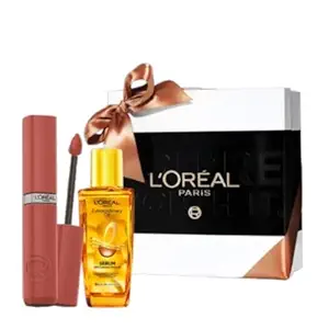 L'Oreal Paris You're Worth it Gift Box - Liquid Lipstick 635 and Hair Serum 30ml