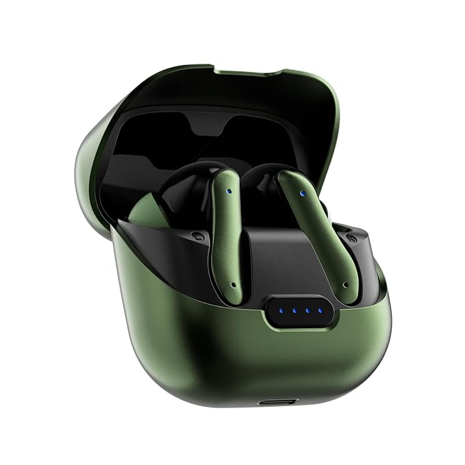 amazon basics TWS in-Ear Earbuds (AB-T01B) with Fast Charging up to 80 Hours of Playtime | Dual 10mm Driver | IPX4 Water-Resistance | Bluetooth 5.3 | Charging Case with Mic | Touch Control (Green)