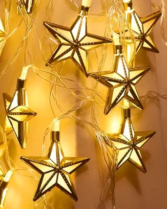 Homesake® String Lights, Star Lights 5M 14 LED Indoor, Fairy Lights for Room Decoration, Corner Light, Rice Light, Christmas Tree Light Home, Festive Decor, Party Decor (Warm White), (Star) Plug in